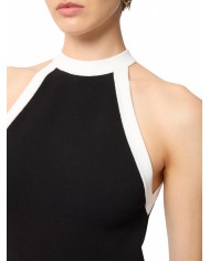 Contrasted Knit Halterneck Top - Nina Ricci - White / Black Contrasted Knit Halterneck Top - Nina Ricci - White / Black