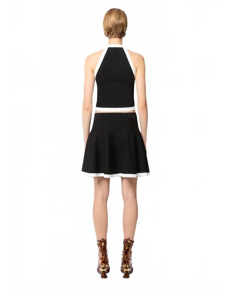 Contrasted Knit Halterneck Top - Nina Ricci - Blanc / Noir