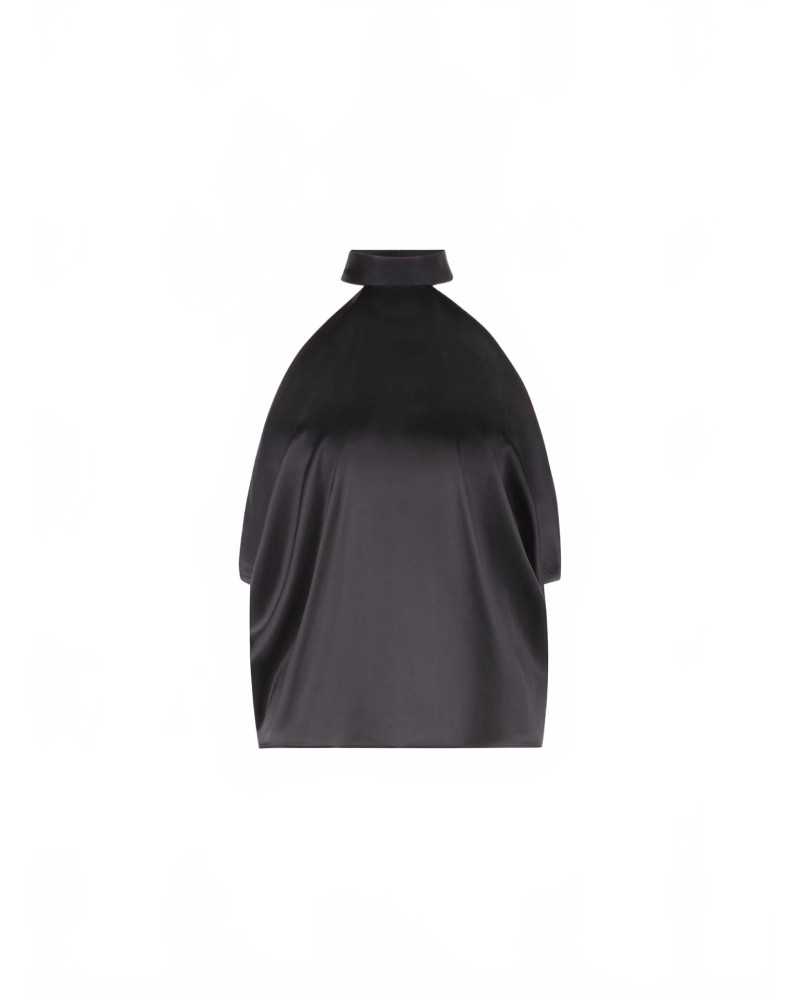 Halterneck Top In Silk Satin - Nina Ricci - Noir