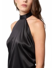 Halterneck Top In Silk Satin - Nina Ricci - Noir