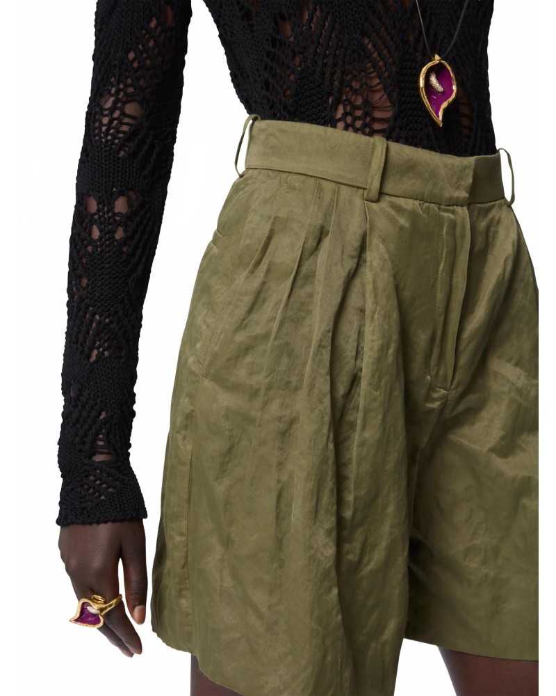 Short In Wrinkled Cotton - Nina Ricci - Khaki Short In Wrinkled Cotton - Nina Ricci - Khaki