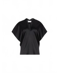 V-neck Top With Fine Straps In Silk Satin - Nina Ricci - Black