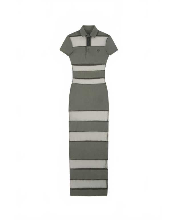 Striped Sheer Polo Dress - Coperni - Green