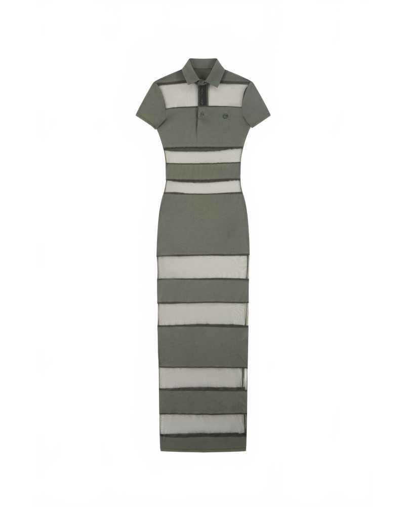 Striped Sheer Polo Dress - Coperni - Green Striped Sheer Polo Dress - Coperni - Green