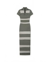 Striped Sheer Polo Dress - Coperni - Vert