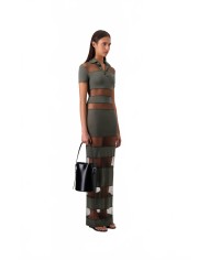 Striped Sheer Polo Dress - Coperni - Vert