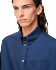 Boxy Shirt Short Sleeve Button Down Collar And Embroidered Heart Friend - Ami - Ink Boxy Shirt Short Sleeve Button Down Collar And Embroidered Heart Friend - Ami - Ink