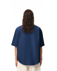 Chemise Boxy Manches Courtes Col Boutonne Et Ami De Coeur Brode - Ami - Encre