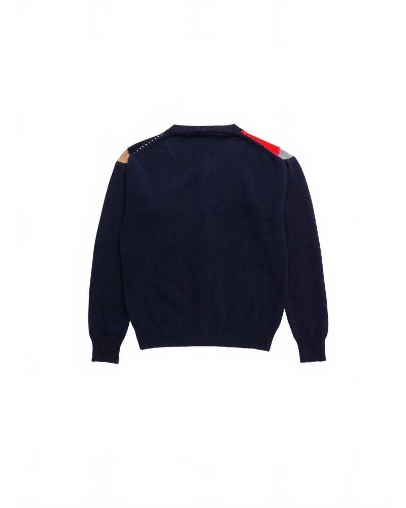 Crew Neck Argyle Cardigan - La Fetiche - Navy / Camel / Grey / Red / Neon Pink Crew Neck Argyle Cardigan - La Fetiche - Navy / Camel / Grey / Red / Neon Pink