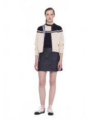 Crew Neck Cardigan - La Fetiche - Ecru / Navy Crew Neck Cardigan - La Fetiche - Ecru / Navy