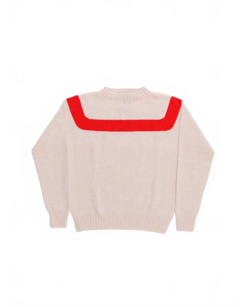 Traditional Seam Free Sweater - La Fetiche - Ecru / Red Traditional Seam Free Sweater - La Fetiche - Ecru / Red