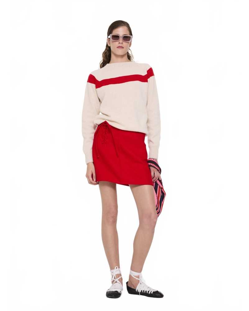 Traditional Seam Free Sweater - La Fetiche - Ecru / Red Traditional Seam Free Sweater - La Fetiche - Ecru / Red