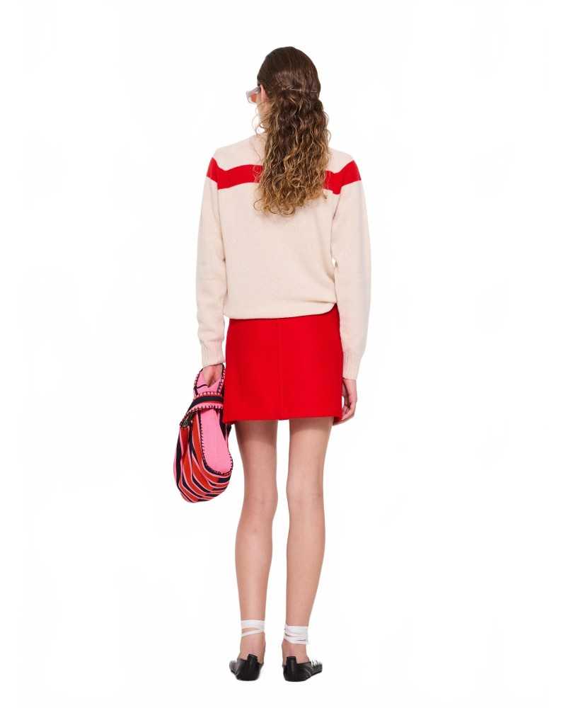 Traditional Seam Free Sweater - La Fetiche - Ecru / Red Traditional Seam Free Sweater - La Fetiche - Ecru / Red