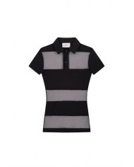 Striped Sheer Polo Top - Coperni - Noir