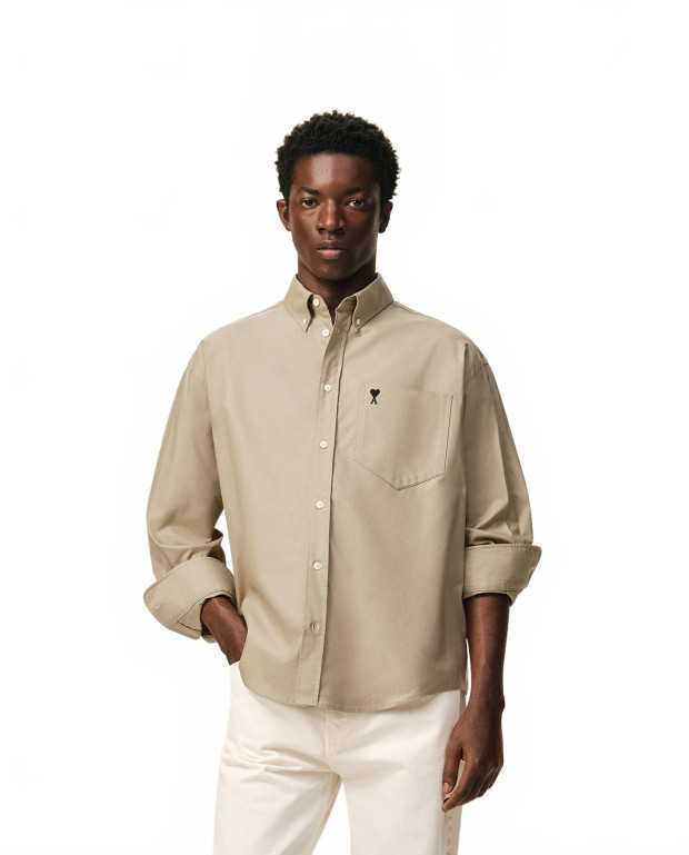 Chemise Boxy Manches Longues Col Boutonne Et Ami De Coeur Brode - Ami - Beige / Taupe Chemise Boxy Manches Longues Col Boutonne Et Ami De Coeur Brode - Ami - Beige / Taupe