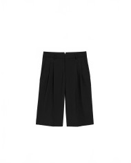 Bermuda Large 2 Pleats Low Waist - Ami - Black Bermuda Large 2 Pleats Low Waist - Ami - Black