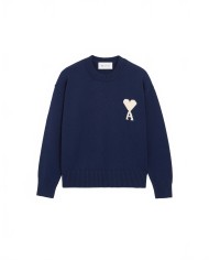 Pull Col Rond Avec Ami De Coeur Contraste - Ami - Encre / Ecru