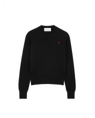 Round Neck Sweater With Contrast Heart Friend - Friend - Black / Red