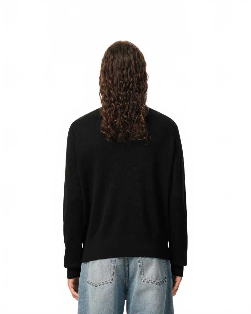 Round Neck Sweater With Contrast Heart Friend - Friend - Black / Red