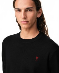 Round Neck Sweater With Contrast Heart Friend - Friend - Black / Red