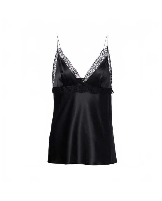 V-neck Top With Fine Straps In Silk Satin - Nina Ricci - Noir