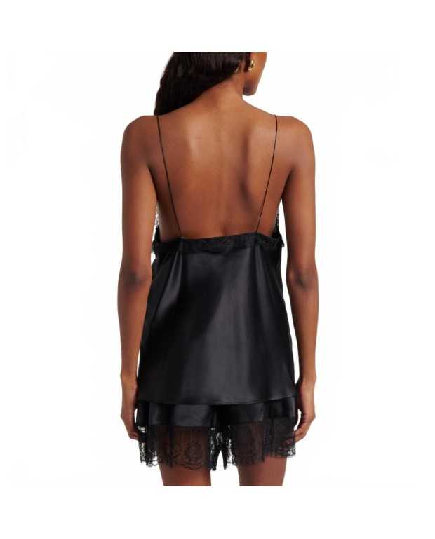 V-neck Top With Fine Straps In Silk Satin - Nina Ricci - Noir