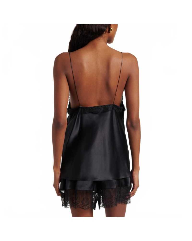 V-neck Top With Fine Straps In Silk Satin - Nina Ricci - Noir