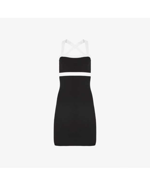 Contrasted Knit Sleeveless Mini Dress - Nina Ricci - Off-white / Black