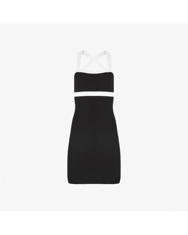 Contrasted Knit Sleeveless Mini Dress - Nina Ricci - Off-white / Black