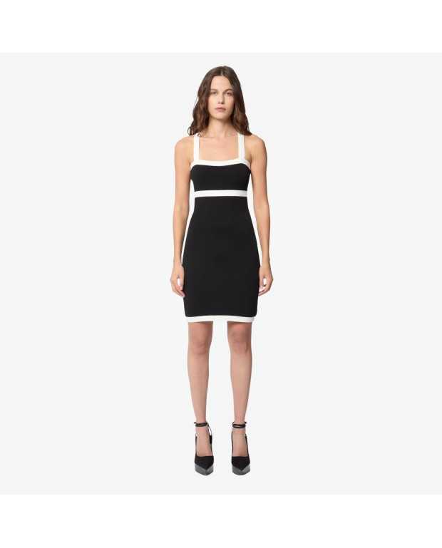 Contrasted Knit Sleeveless Mini Dress - Nina Ricci - Off-white / Black