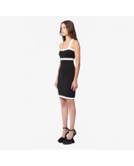 Contrasted Knit Sleeveless Mini Dress - Nina Ricci - Off-white / Black