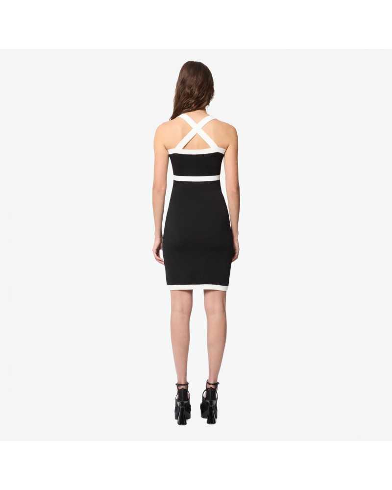 Contrasted Knit Sleeveless Mini Dress - Nina Ricci - Off-white / Black