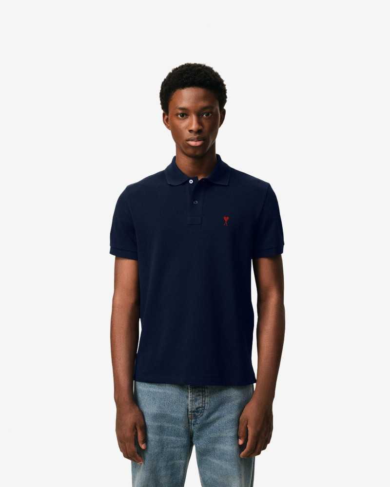 Polo Ami De Coeur Rouge Pique Leger - Ami - Bleu Nuit