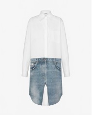 Robe en Popeline de Coton Imprimé - Moschino - Multi Blanc