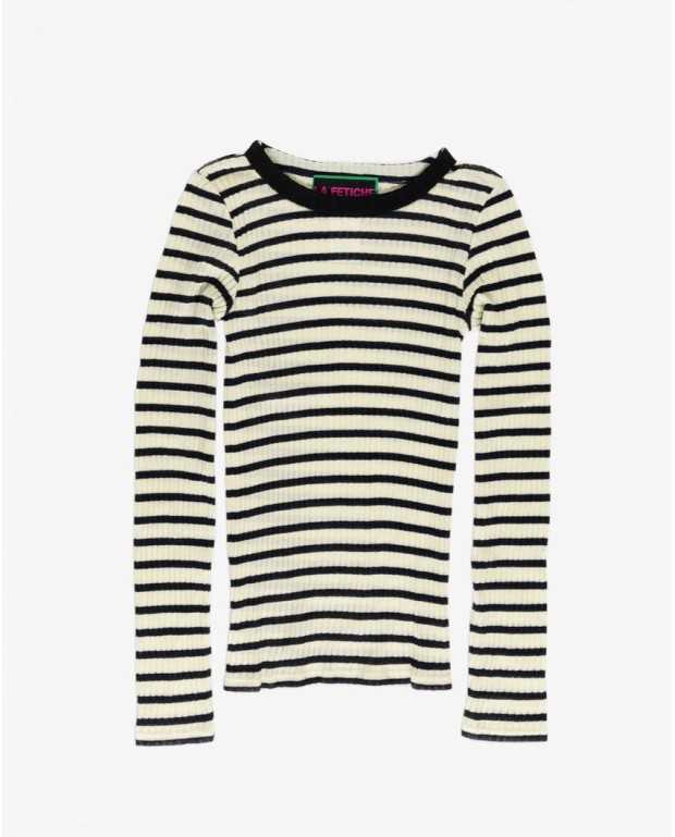 Fine Weight Ribbed Top - La Fetiche - Ecru / Navy