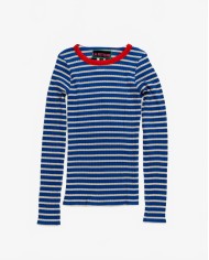Striped Fine Weight Ribbed Top - La Fetiche - Blue / Ecru / Red Striped Fine Weight Ribbed Top - La Fetiche - Blue / Ecru / Red