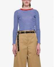 Striped Fine Weight Ribbed Top - La Fetiche - Blue / Ecru / Red Striped Fine Weight Ribbed Top - La Fetiche - Blue / Ecru / Red