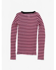 Striped Fine Weight Ribbed Top - La Fetiche - Light Pink / Navy / Black
