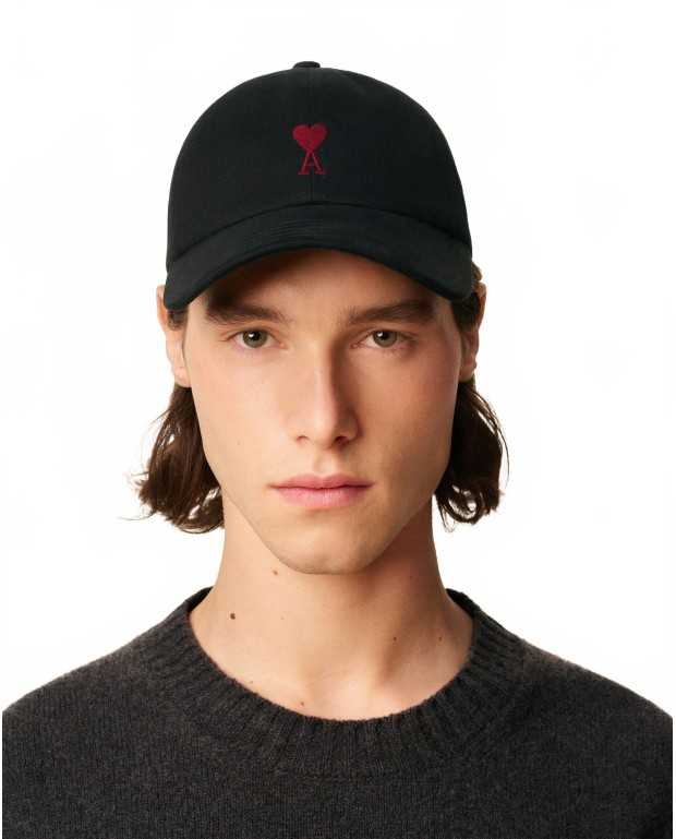 Ami De Coeur Red Embroidery Cap - Ami - Black