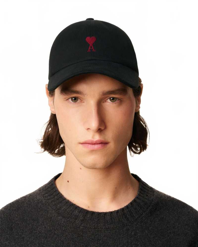 Ami De Coeur Red Embroidery Cap - Ami - Black