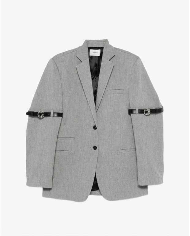 Logo Belted Blazer - Coperni - Grey