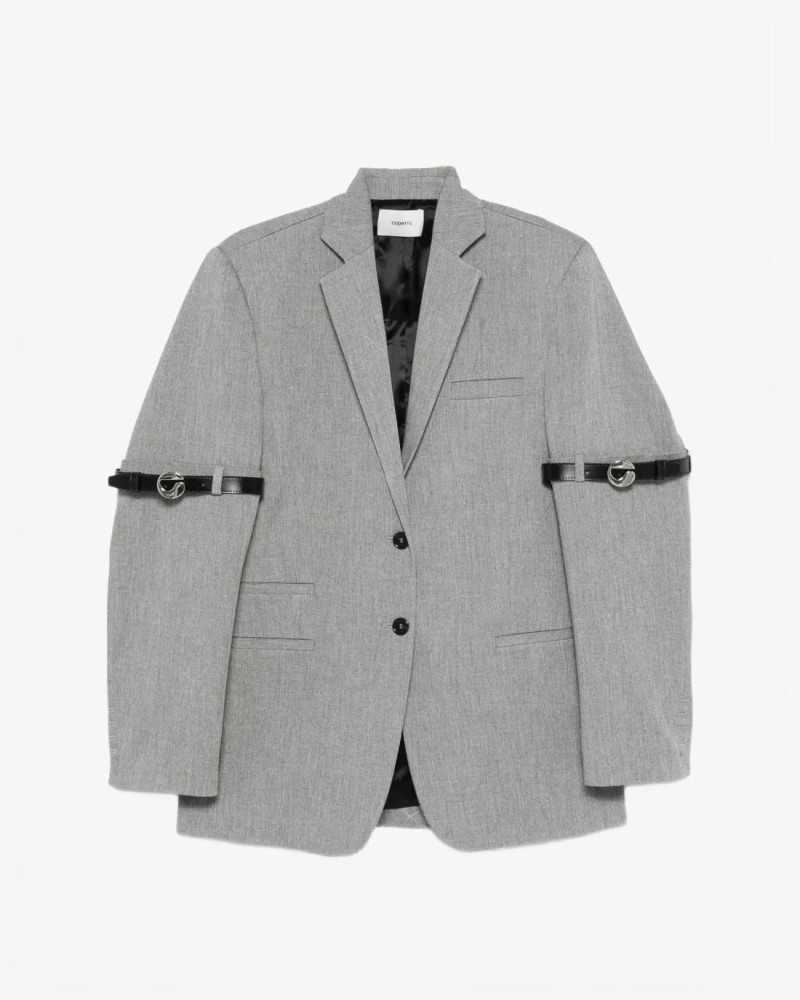 Logo Belted Blazer - Coperni - Grey