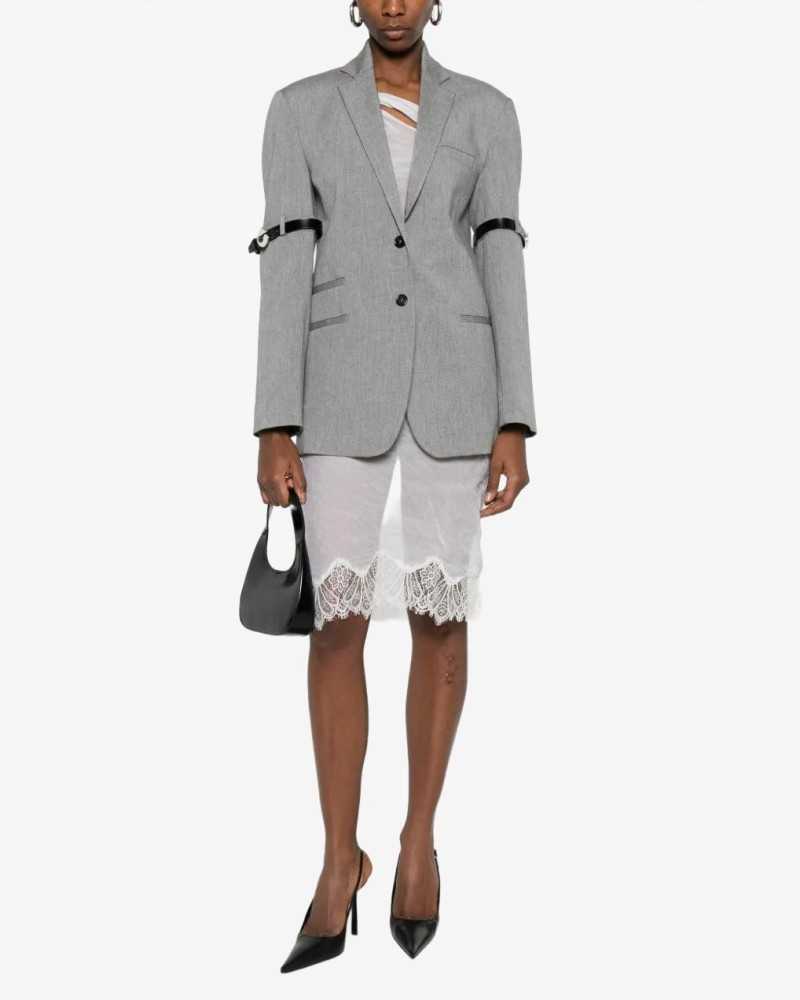 Logo Belted Blazer - Coperni - Grey