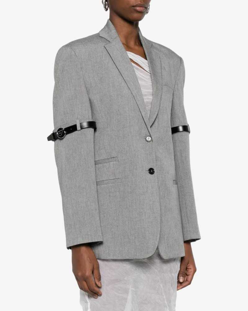 Logo Belted Blazer - Coperni - Grey