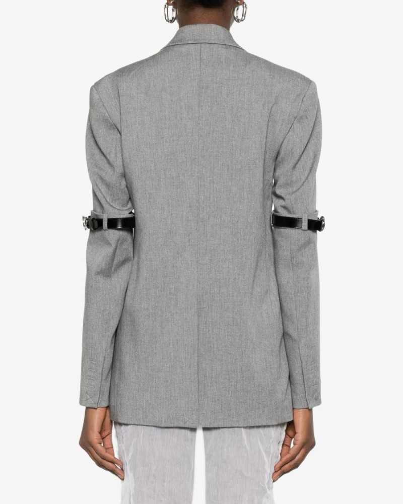 Logo Belted Blazer - Coperni - Grey