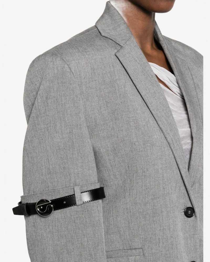 Logo Belted Blazer - Coperni - Grey