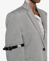 Logo Belted Blazer - Coperni - Grey