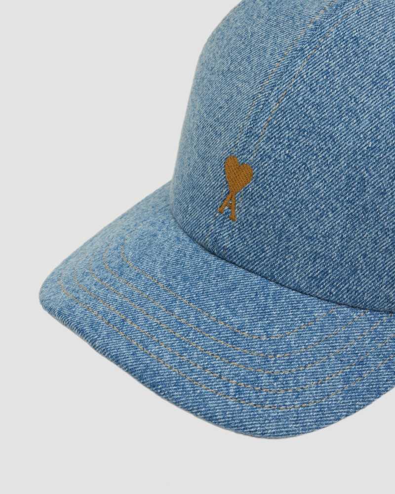 Ami De Coeur Tabac Denim Embroidery Cap - Ami - Blue Used Ami De Coeur Tabac Denim Embroidery Cap - Ami - Blue Used