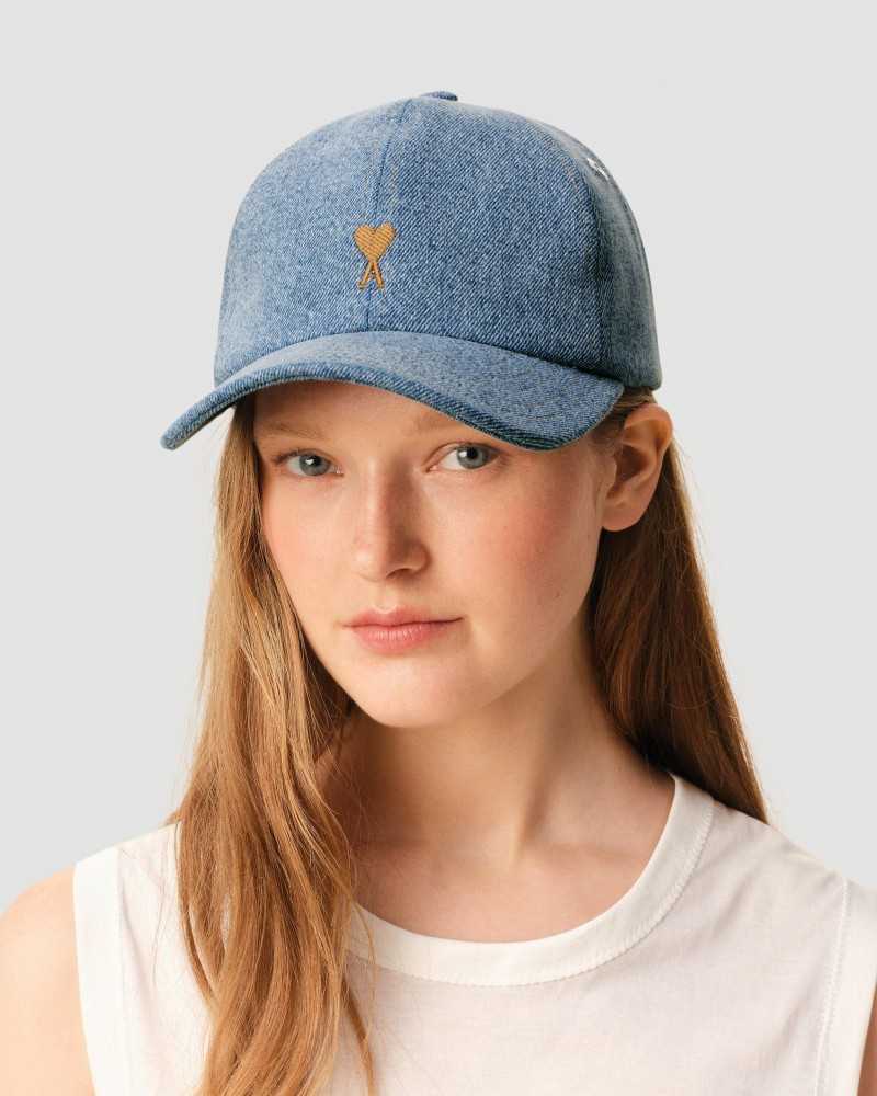 Ami De Coeur Tabac Denim Embroidery Cap - Ami - Blue Used Ami De Coeur Tabac Denim Embroidery Cap - Ami - Blue Used