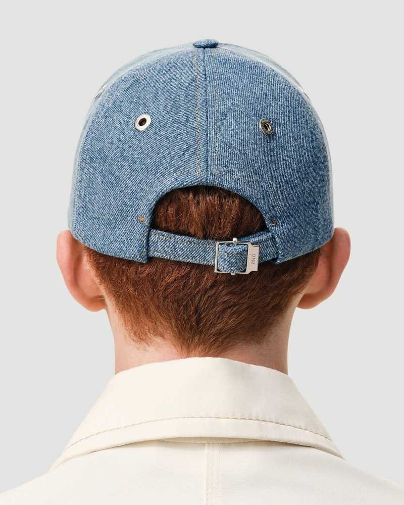 Ami De Coeur Tabac Denim Embroidery Cap - Ami - Blue Used Ami De Coeur Tabac Denim Embroidery Cap - Ami - Blue Used